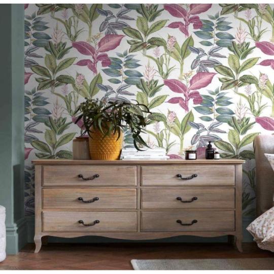 tropusi noveny level virag mintas tapeta egzotikus esoerdo elegans modern lakas otthon haloszoba gyerekszoba etkezo dekoracio szines szalon.jpg